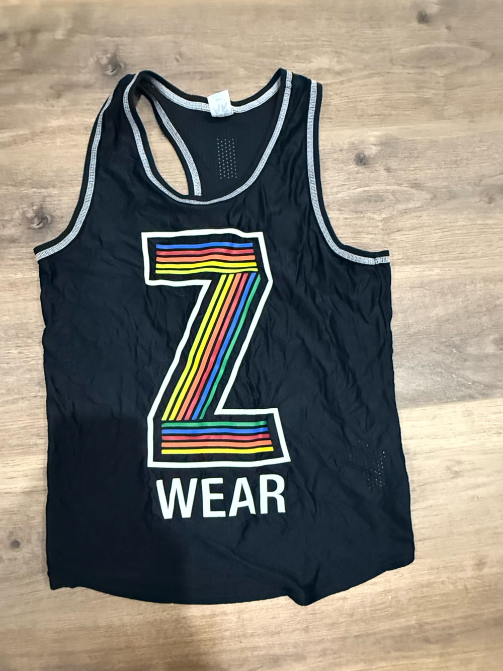 Black Racerback Zumba Tank Top Mesh with Rainbow Z